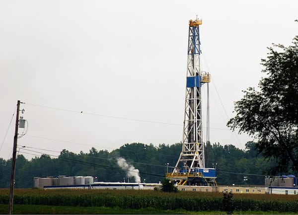 A natural gas wellhead of the kind found across Pennsylvania's Marcellus shale.